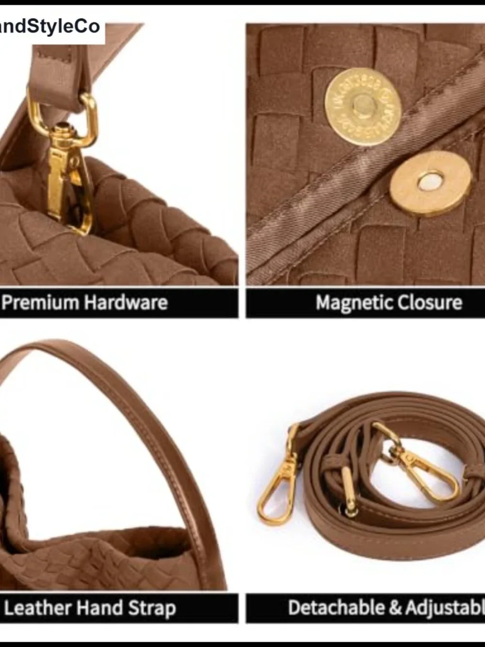 Woven Tote Bag for Women PU Leather Top Handle Shoulder Handbag Hobo Purse